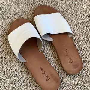 Boden white calf hair sandal